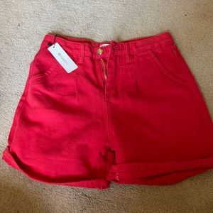 Red Denim Shorts